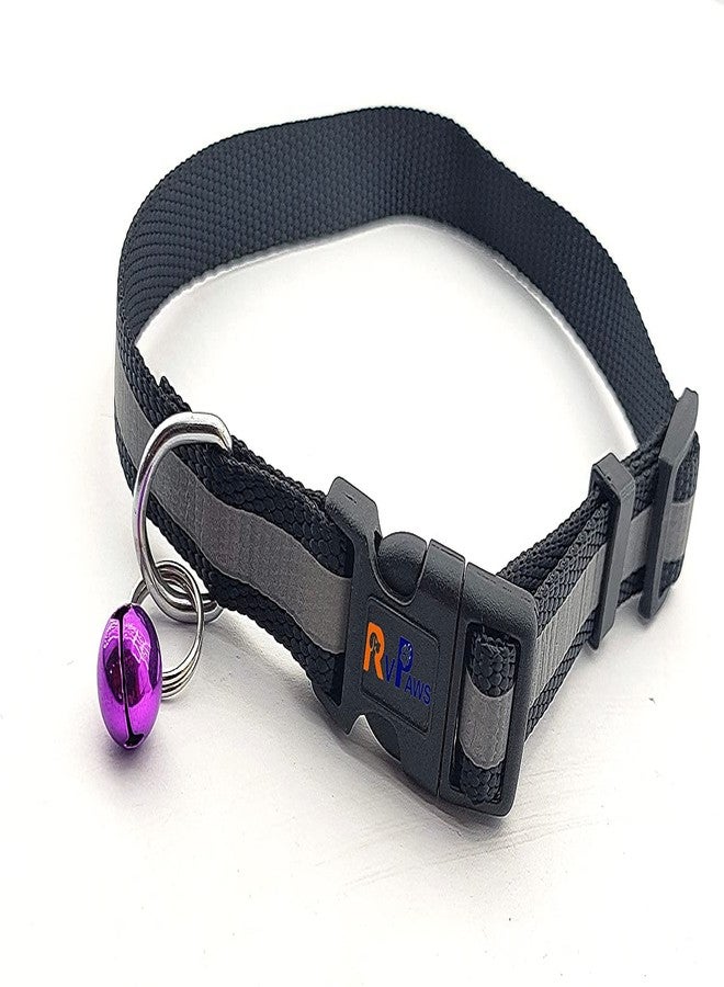 Pups&Pets pet Reflective Safety Neck Collar with Leash Set with Bell Adjustable Collar and Leash 15 MM for Puppy, cat and Kitten (Black) - Image 2